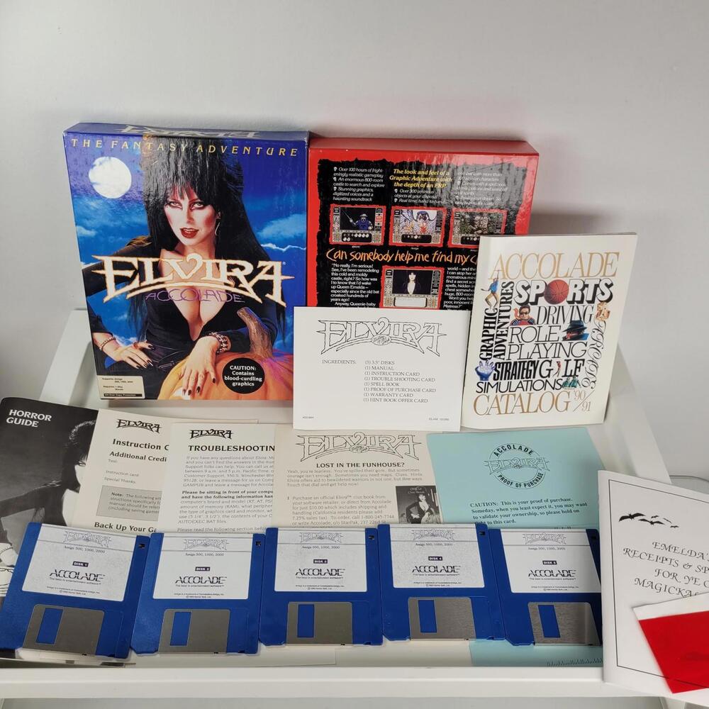Elvira Accolade Mistress of the Dark Commodore Amiga CIB Big Box Video Game